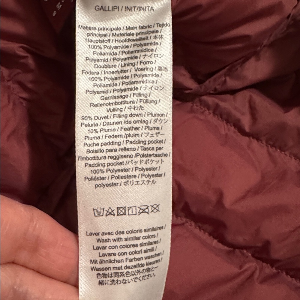 Comptoir Des Cotonniers Plume Down Quilted Puffer Jacket Burgundy Collarless-S - Picture 11 of 12